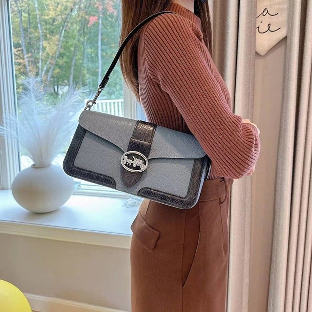 Coach CD322 Georgie Shoulder Bag In SV/Indigo Multi